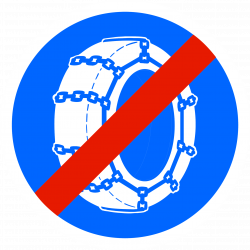 Panneau d'obligation fin d'obligation de l'usage des chaînes à neige B44