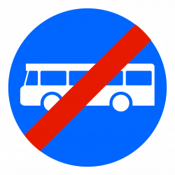 Panneau d'obligation fin de voie réservée aux transports en commun B45