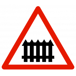 Panneau de danger passage à niveau muni de barrières à fonctionnement manuel A7