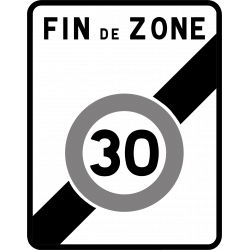 Panneau zone circulation sortie d'une zone à vitesse limitée à 30 km/h B51 | WP Signalisation