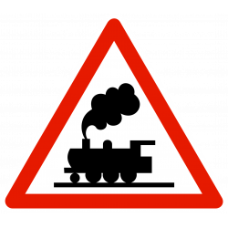 Panneau de danger passage à niveau sans barrière ni demi-barrière A8