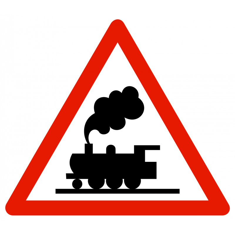 Panneau de danger passage à niveau sans barrière ni demi-barrière A8