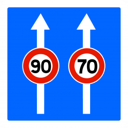Panneau indication conditions particulières de circulation par voie sur la route suivi C24a-2