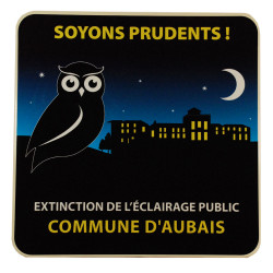 Panneau de danger extinction de l’éclairage public hibou chouette personnalisé avec chateau et domaine