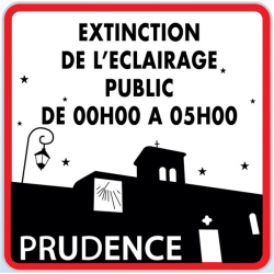 Panneau extinction de l’éclairage public de x heures à x heures , personnalisable selon vos besoins !