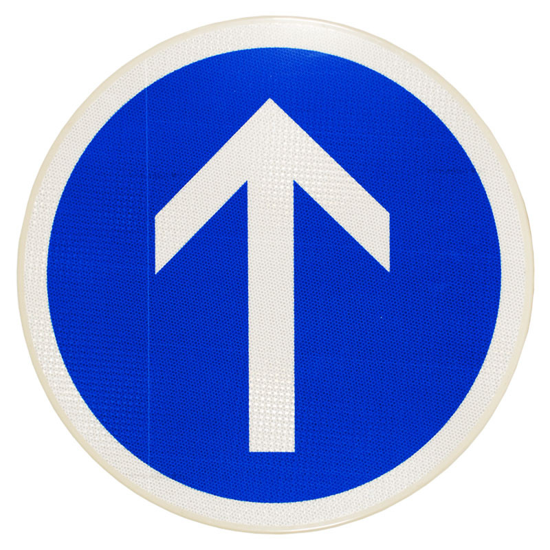 Face avant du panneau B21b - Panneau obligation de continuer tout droit  I WP Signalisation