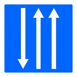 Panneau indication créneau de dépassement à trois voies affectées C29b