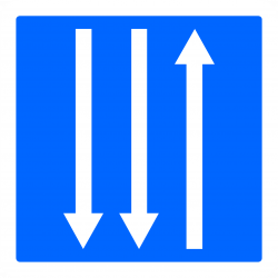 Panneau indication section de route à trois voies affectées C29c