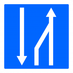 Panneau indication fin d'un créneau de dépassement à trois voies affectées C30