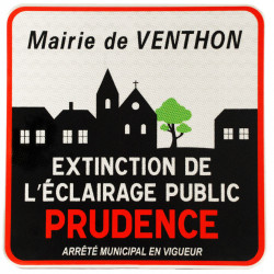 Panneau de danger extinction de l’éclairage public avec nuit etoile |Panneau personnalisé avec nom de mairie | PRUDENCE