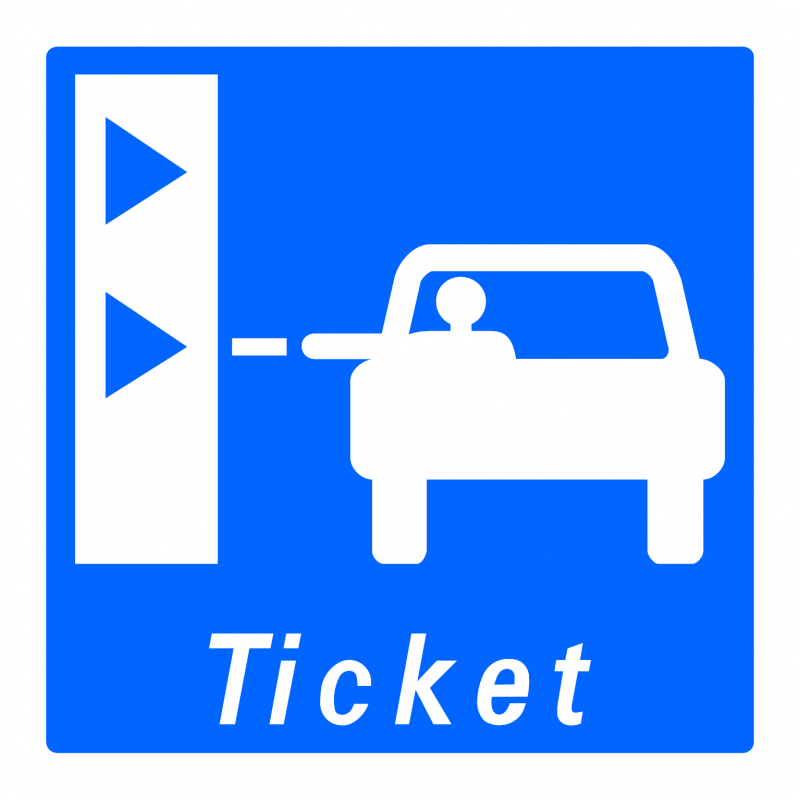 Panneau indication borne de retrait de ticket de péage C62