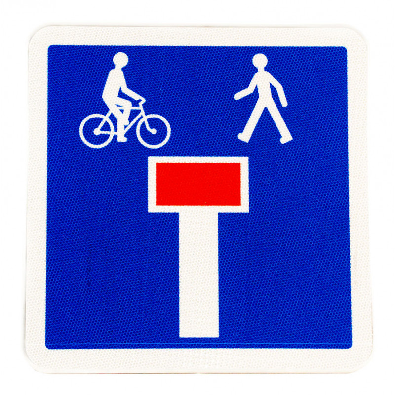 Panneau indication Impasse comportant une issue C13D pour les piétons et les cyclistes