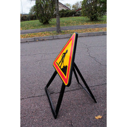 Panneau de danger temporaire AK5 de coté I Barrer la route pour cause de travaux | Circulation perturbée | WP Signalisation