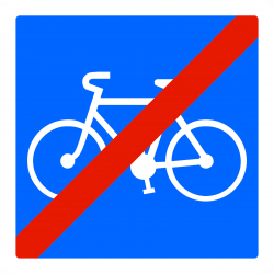 Panneau indication fin d'une piste/bande cyclable réservée aux cycles à 2/3 roues C114