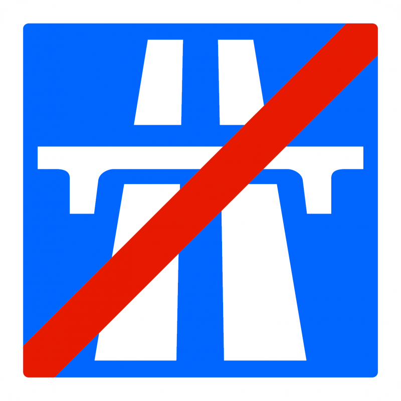 Panneau indication fin d’une section d'autoroute C208