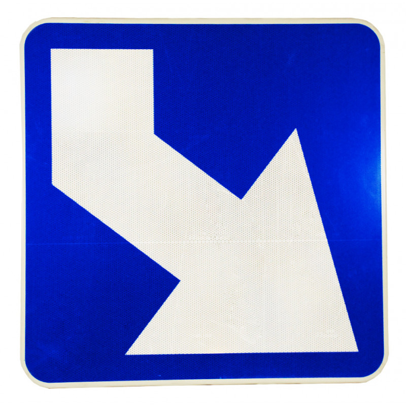 Balises et Balisettes de contournement d'îlot central J5 | Fleche blanche avec panneau bleu | WPSignalisation