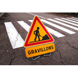 Panneau de danger temporaire AK5 de derrière  I Travaux et chantiers à signaler | WP Signalisation