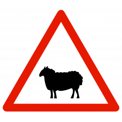 Panneau de danger passage d'animaux domestiques A15A2