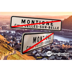 Panneau de localisation sortie d'agglomération EB20 1 ligne 1 mention | Texte personnalisable