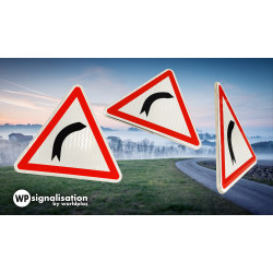 Panneau de danger virage à droite A1A | Rotation du panneau A1A | WPSignalisation