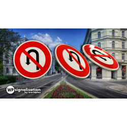 Panneau interdiction de faire demi-tour | 360 degré du panneau B2C | WPSignalisation