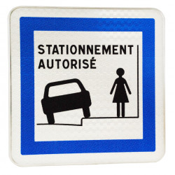 Panneau services stationnement autorisé sur trottoir CE50N | WP Signalisation