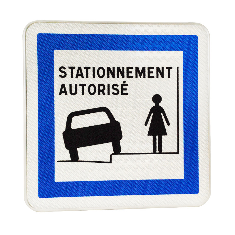 Panneau services stationnement autorisé sur trottoir CE50N | WP Signalisation