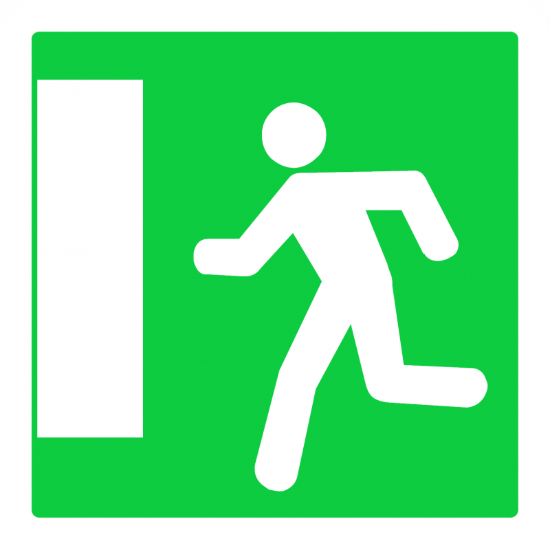 Panneau services issue de secours vers la gauche CE30b