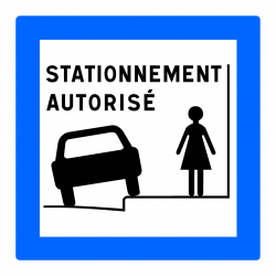 Panneau services stationnement tutorisé sur trottoir CE50N