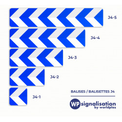 Balises et Balisettes de signalisation des virages J4 - 1 2 3 4 ou 5 | Différente taille de panneau J4