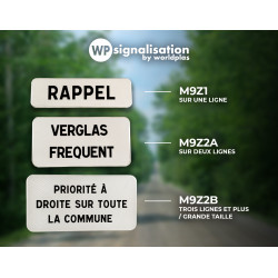 Guide panonceau Indications diverses par inscriptions M9z / M9z1 / M9z2a / M9Z2b au choix par WPSignalisation