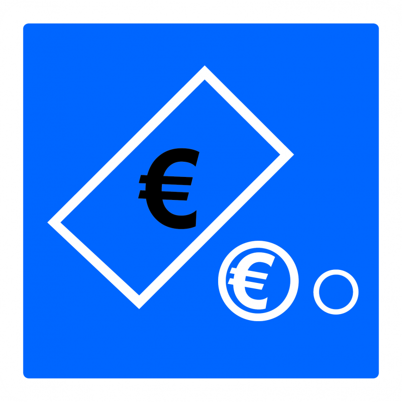 Panneau indication paiement automatique par pièces et billets C64c2