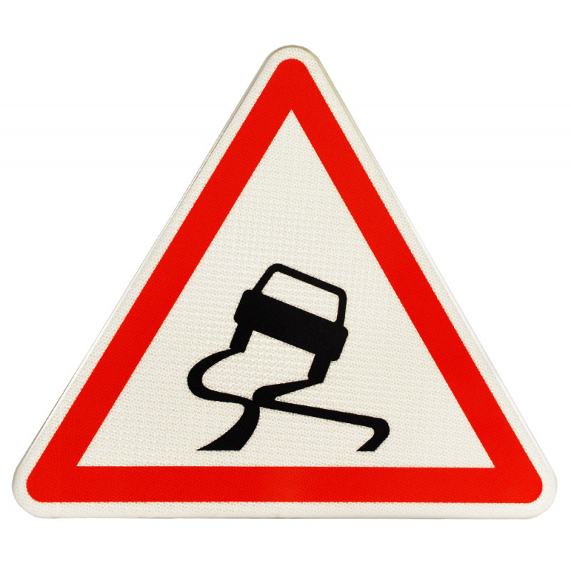Panneau de danger chaussée particulièrement glissante A4 | WP Signalisation