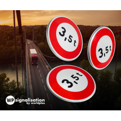 Panneau d'interdiction limitation de tonnage B13 - Poids tonnes personnalisable par WP Signalisation