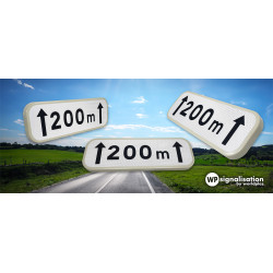 Panonceau longueur M2 | Distance personnalisé | 360 degrés du panneau M2 avec indication de distance