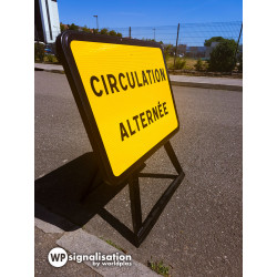 Panneau indication temporaire circulation alternée KC1CA | Travaux et chantier panneau sur trépied