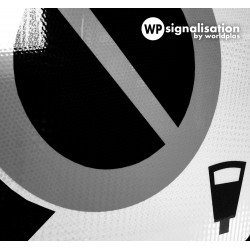 Panneau stationnement sortie de zone à stationnement payant B50D | Zoom sur film prismatique NF et CE