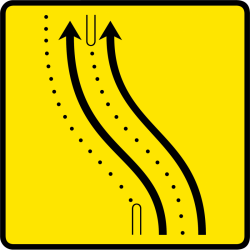 Panneau voirie temporaire présignalisation de changement de chaussée ou de trajectoire KD8-1 | Panneau KD8 ex1