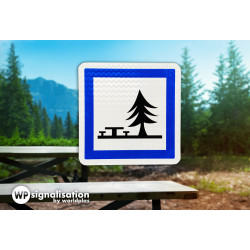 Panneau services emplacement pour pique-nique CE7 | Parking , camping , aire de repos | Panneau normé CE et NF