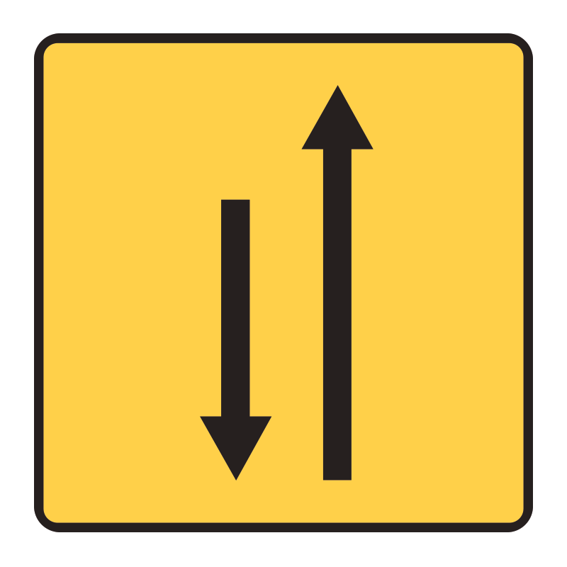 Panneau voirie temporaire affectation de voies KD9-4 | Travaux et chantiers | Panneau temporaire