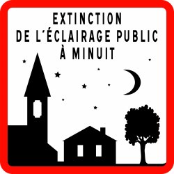 Panneau de danger extinction de l’éclairage public avec nuit etoile