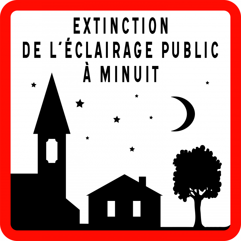 Panneau de danger extinction de l’éclairage public avec nuit etoile