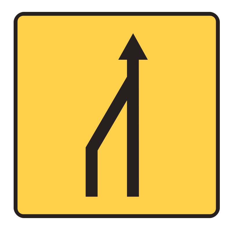 Panneau KD10A ex1 pour la réduction de voie à gauche | Travaux et chantiers pour de la signalisation temporaire