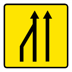 Panneau voirie temporaire réduction du nombre des voies KD10a-2 | Travaux