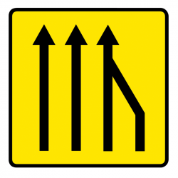 Panneau voirie temporaire réduction du nombre des voies KD10a-3 | Chantier et travaux