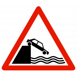 Panneau de danger débouché sur un quai ou une berge A20