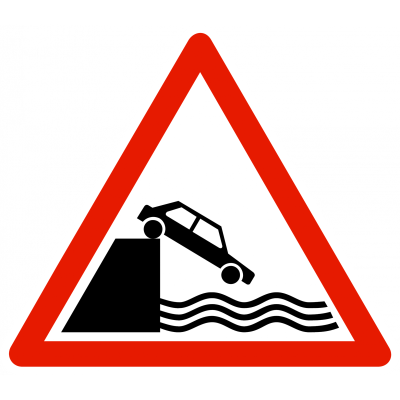 Panneau de danger débouché sur un quai ou une berge A20