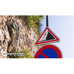 Panneau de danger risque de chute de pierres A19 | Avalanche | Panneau de montagne | Eboulement