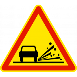 Panneau de danger risque de projection de gravillons AK22 | Panneau gravillon pour travaux et chantier