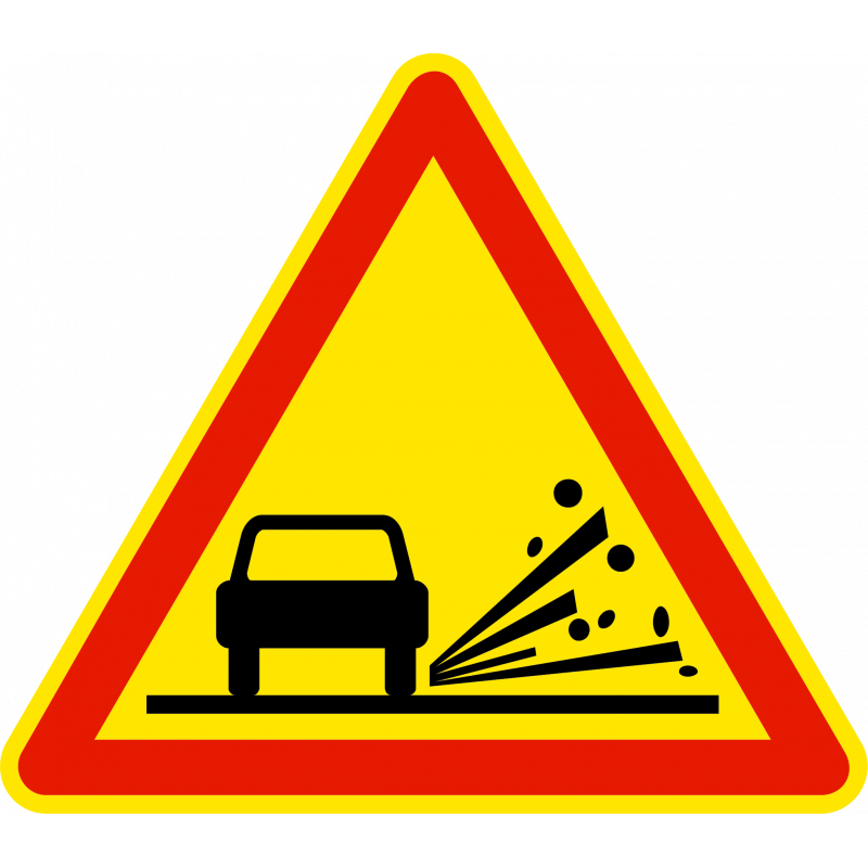 Panneau de danger risque de projection de gravillons AK22 | Panneau gravillon pour travaux et chantier